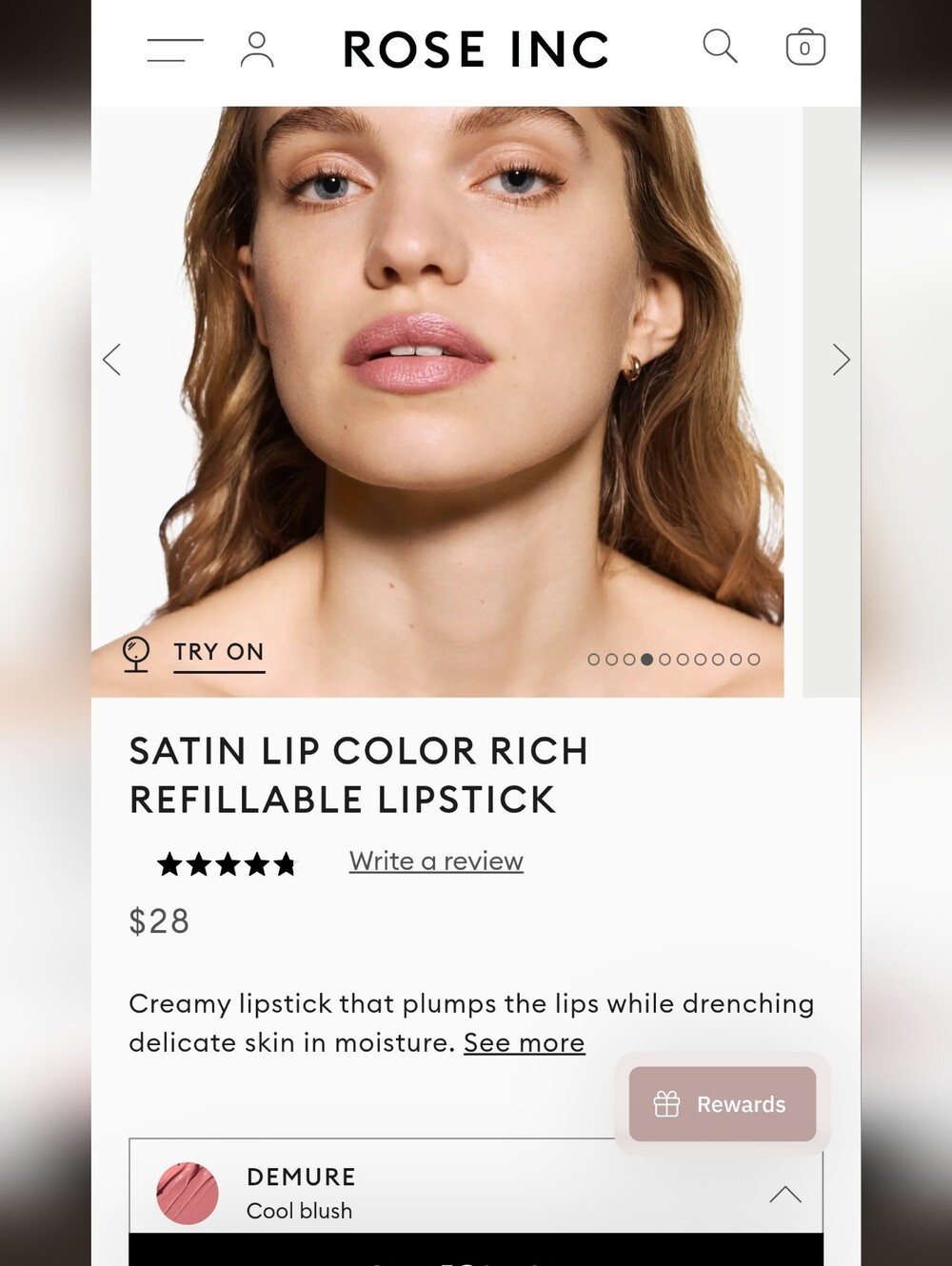 Rose Inc Satin Lip Color Rich Refillable Lipstick — Dusty Rose